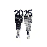 2025 Digital Rhinestone Letter Earrings For New Year Pendant Earring
