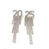 2025 Digital Rhinestone Letter Earrings For New Year Pendant Earring