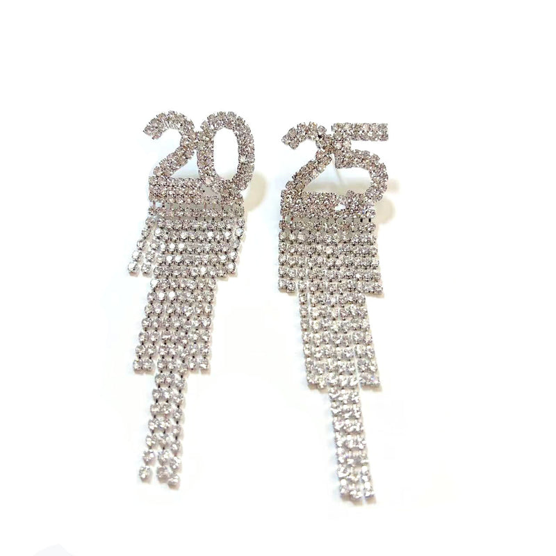 2025 Digital Rhinestone Letter Earrings For New Year Pendant Earring