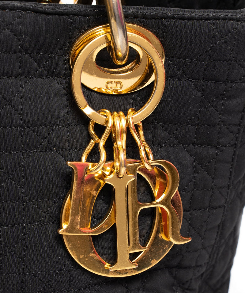 Christian Dior Canage Lady Dior Hand Bag Nylon Black - AWL1649 - Cap N Wrap