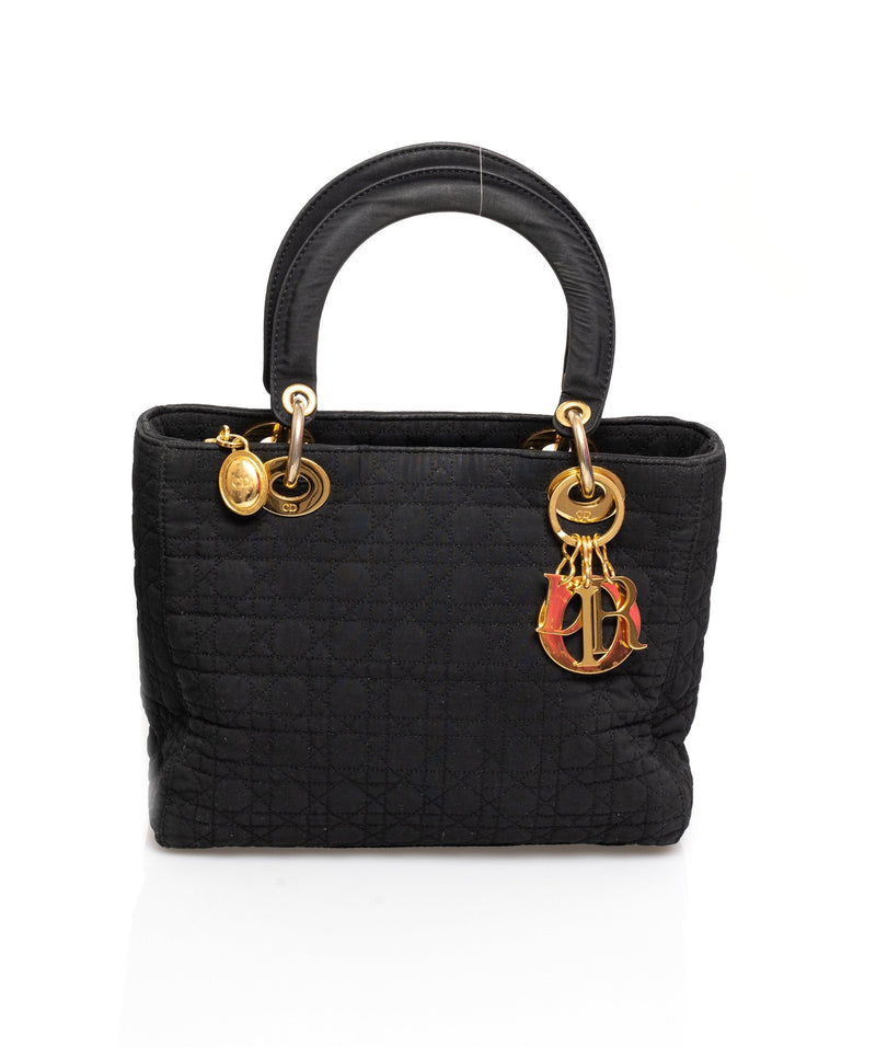 Christian Dior Canage Lady Dior Hand Bag Nylon Black - AWL1649 - Cap N Wrap