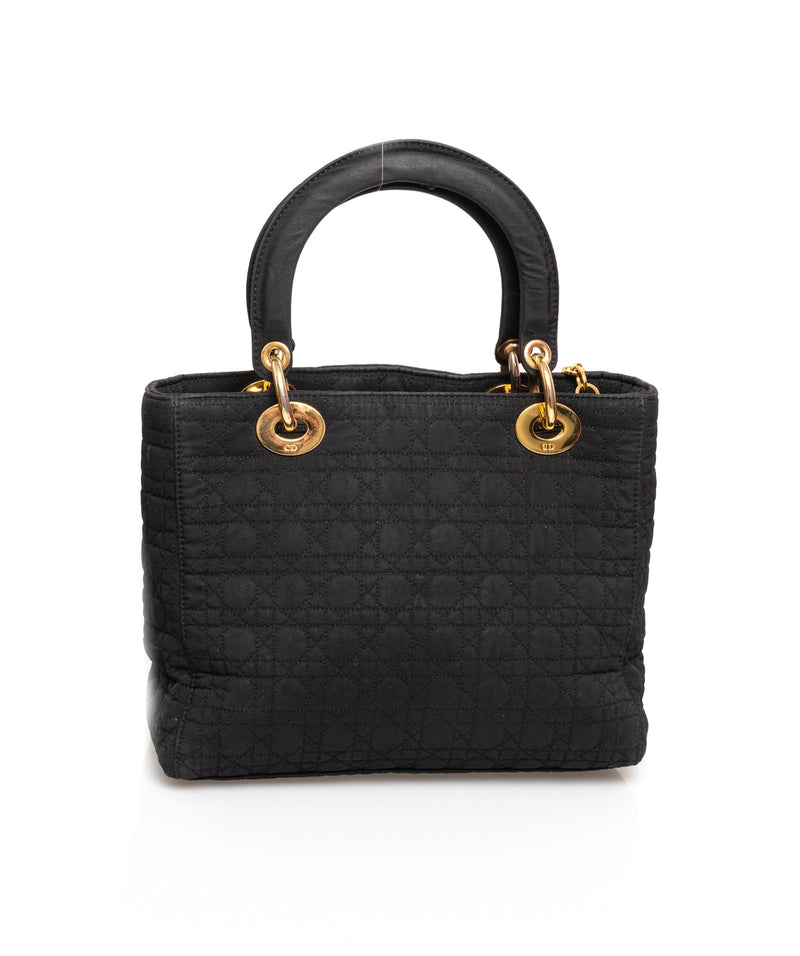 Christian Dior Canage Lady Dior Hand Bag Nylon Black - AWL1649 - Cap N Wrap