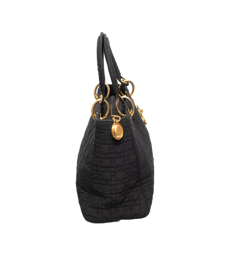 Christian Dior Canage Lady Dior Hand Bag Nylon Black - AWL1649 - Cap N Wrap