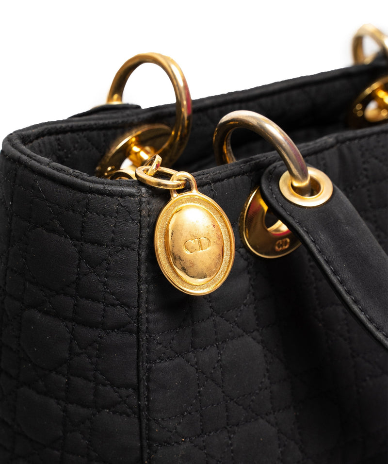 Christian Dior Canage Lady Dior Hand Bag Nylon Black - AWL1649 - Cap N Wrap