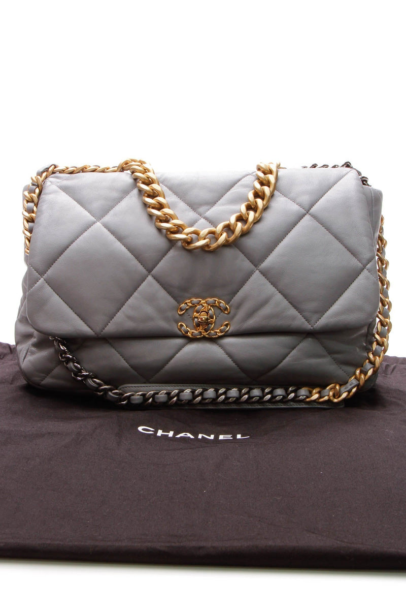 Quilted 19 Flap Bag - Maxi Gray Goatskin