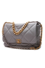 Quilted 19 Flap Bag - Maxi Gray Goatskin