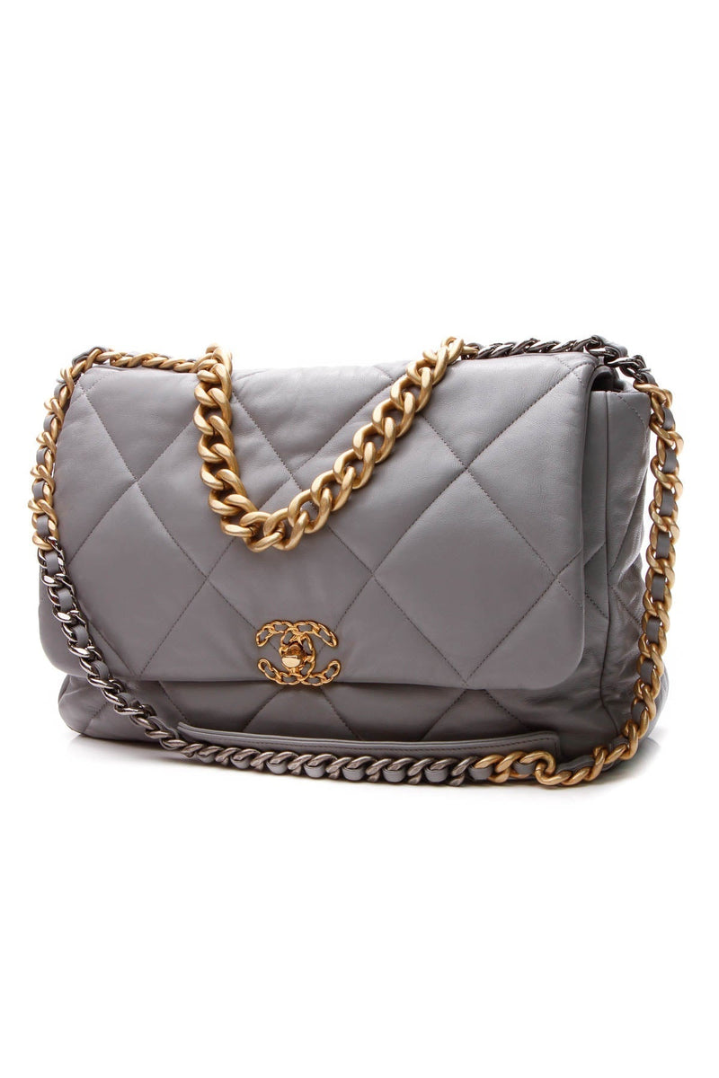 Quilted 19 Flap Bag - Maxi Gray Goatskin