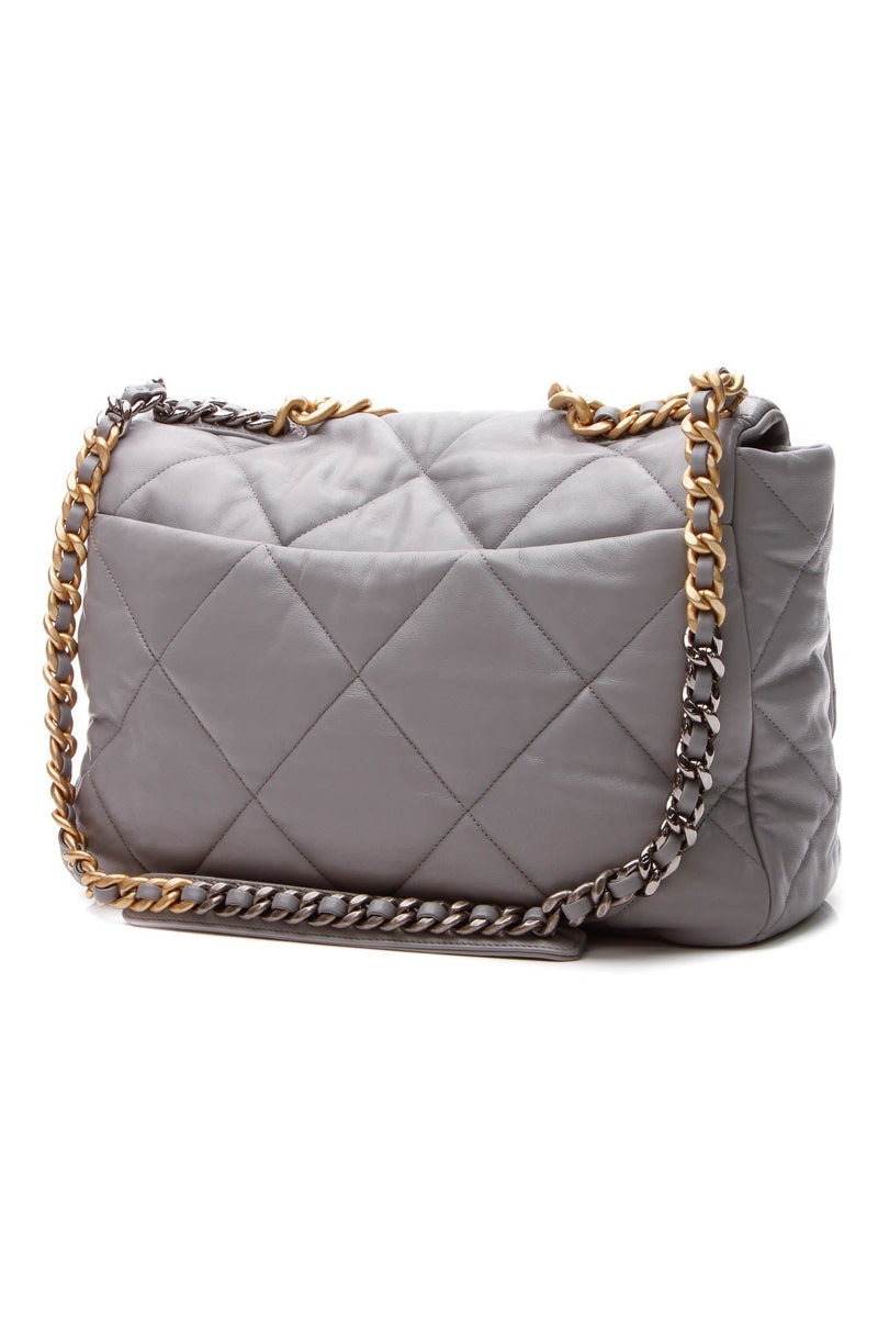 Quilted 19 Flap Bag - Maxi Gray Goatskin