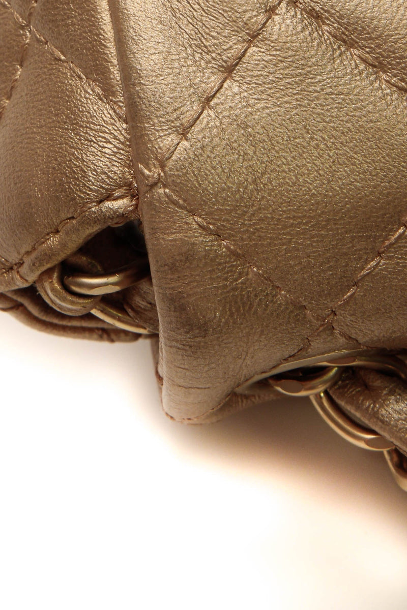 Crystal Quilted Flap Crossbody Bag - Gold