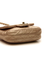 Crystal Quilted Flap Crossbody Bag - Gold