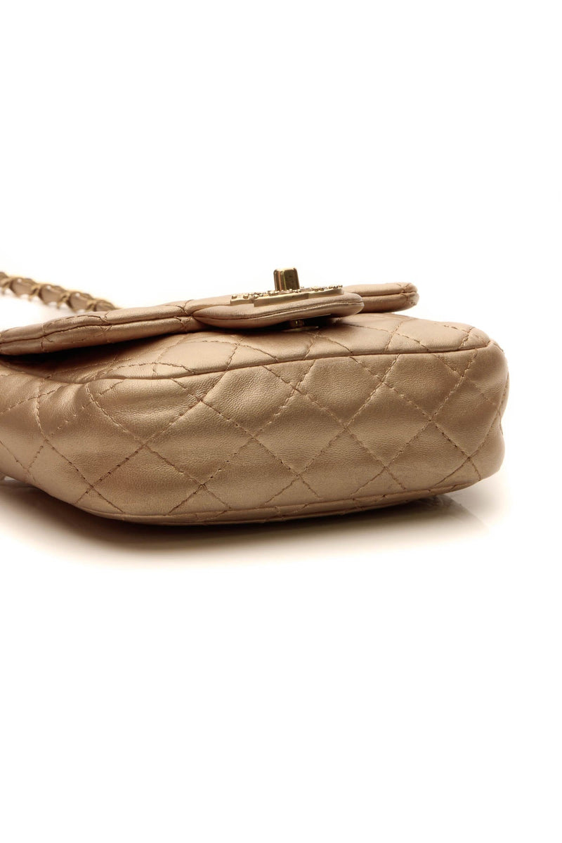 Crystal Quilted Flap Crossbody Bag - Gold