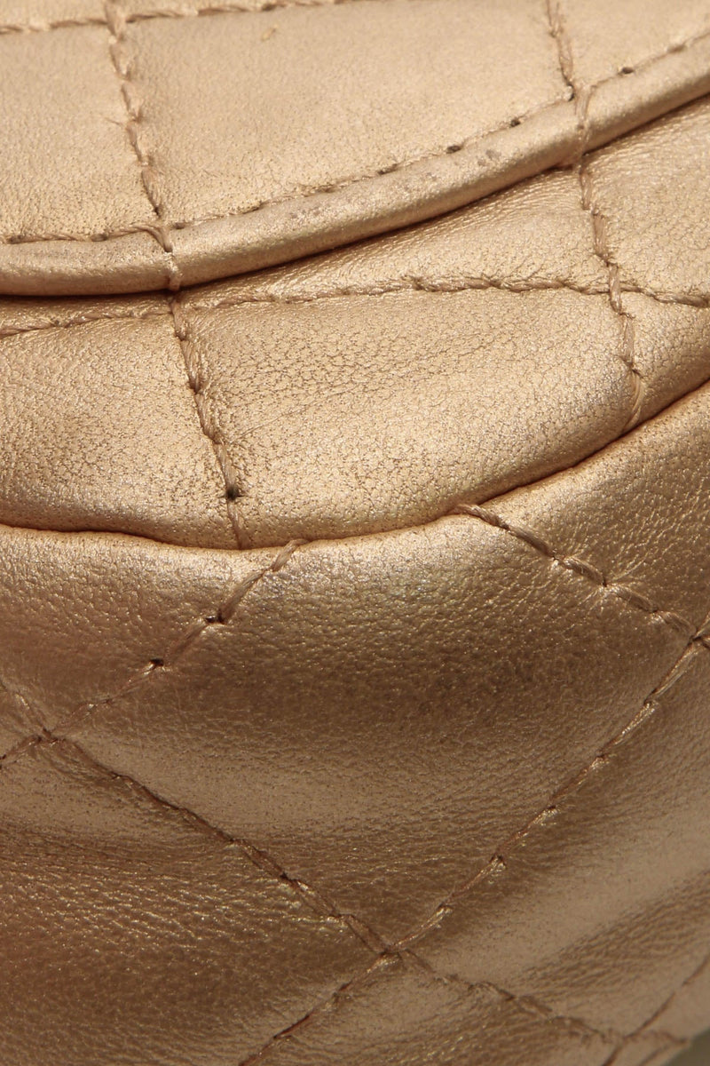 Crystal Quilted Flap Crossbody Bag - Gold