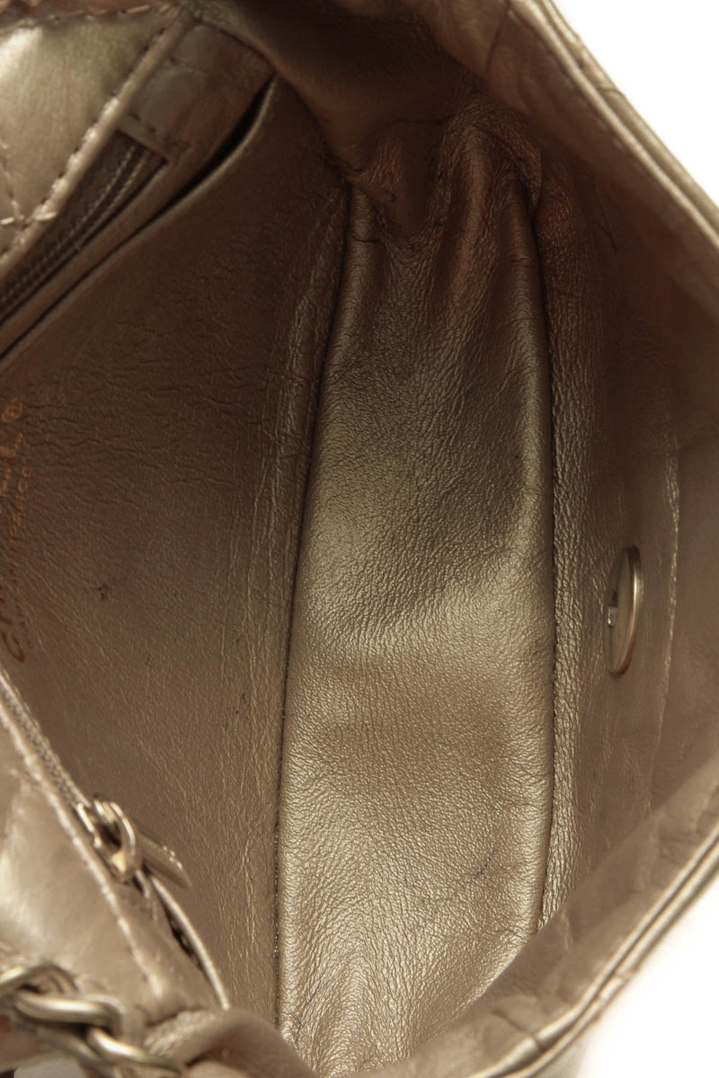 Crystal Quilted Flap Crossbody Bag - Gold