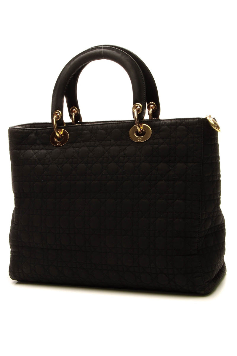 Vintage Cannage Large Lady Dior Bag - Black