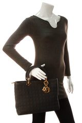 Vintage Cannage Large Lady Dior Bag - Black
