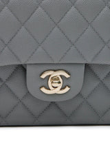 Classic Medium Double Flap Bag - Gray Caviar