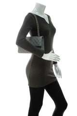 Classic Medium Double Flap Bag - Gray Caviar