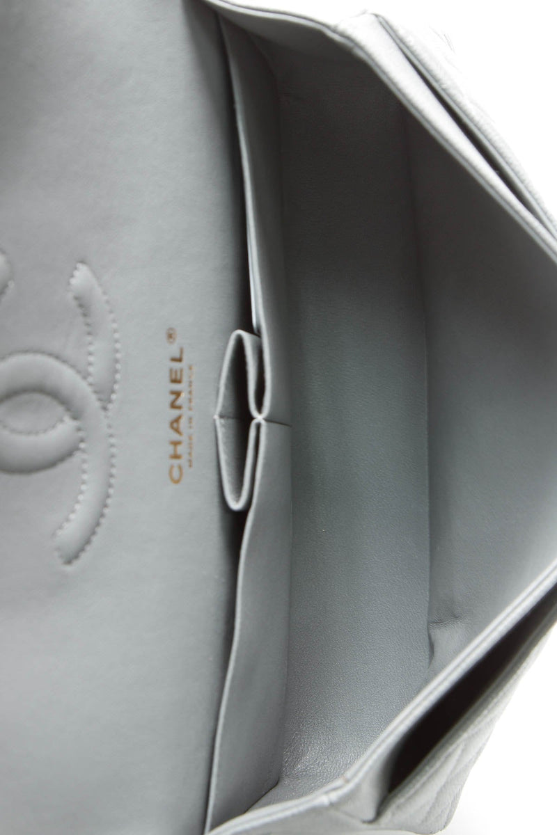Classic Medium Double Flap Bag - Gray Caviar