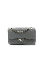 Classic Medium Double Flap Bag - Gray Caviar