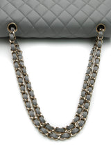 Classic Medium Double Flap Bag - Gray Caviar