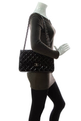 Classic Jumbo Double Flap Bag - Black Patent
