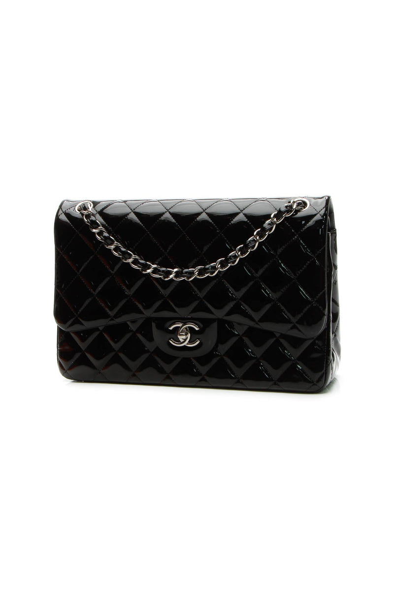 Classic Jumbo Double Flap Bag - Black Patent