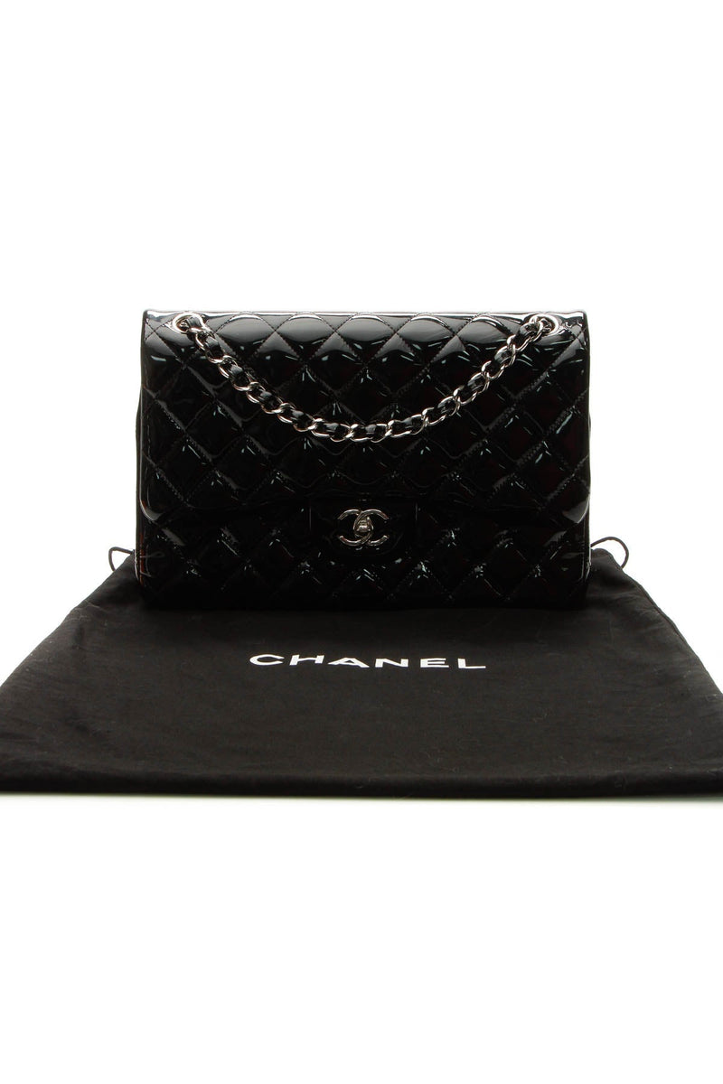 Classic Jumbo Double Flap Bag - Black Patent