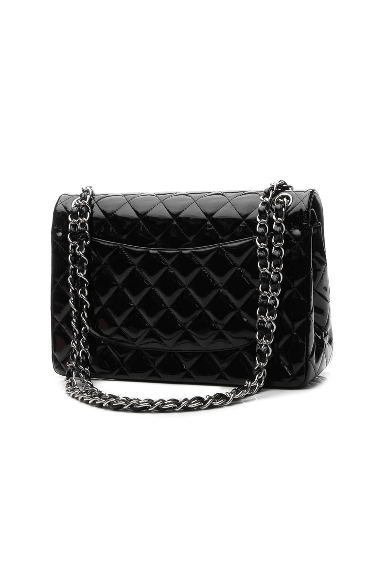 Classic Jumbo Double Flap Bag - Black Patent