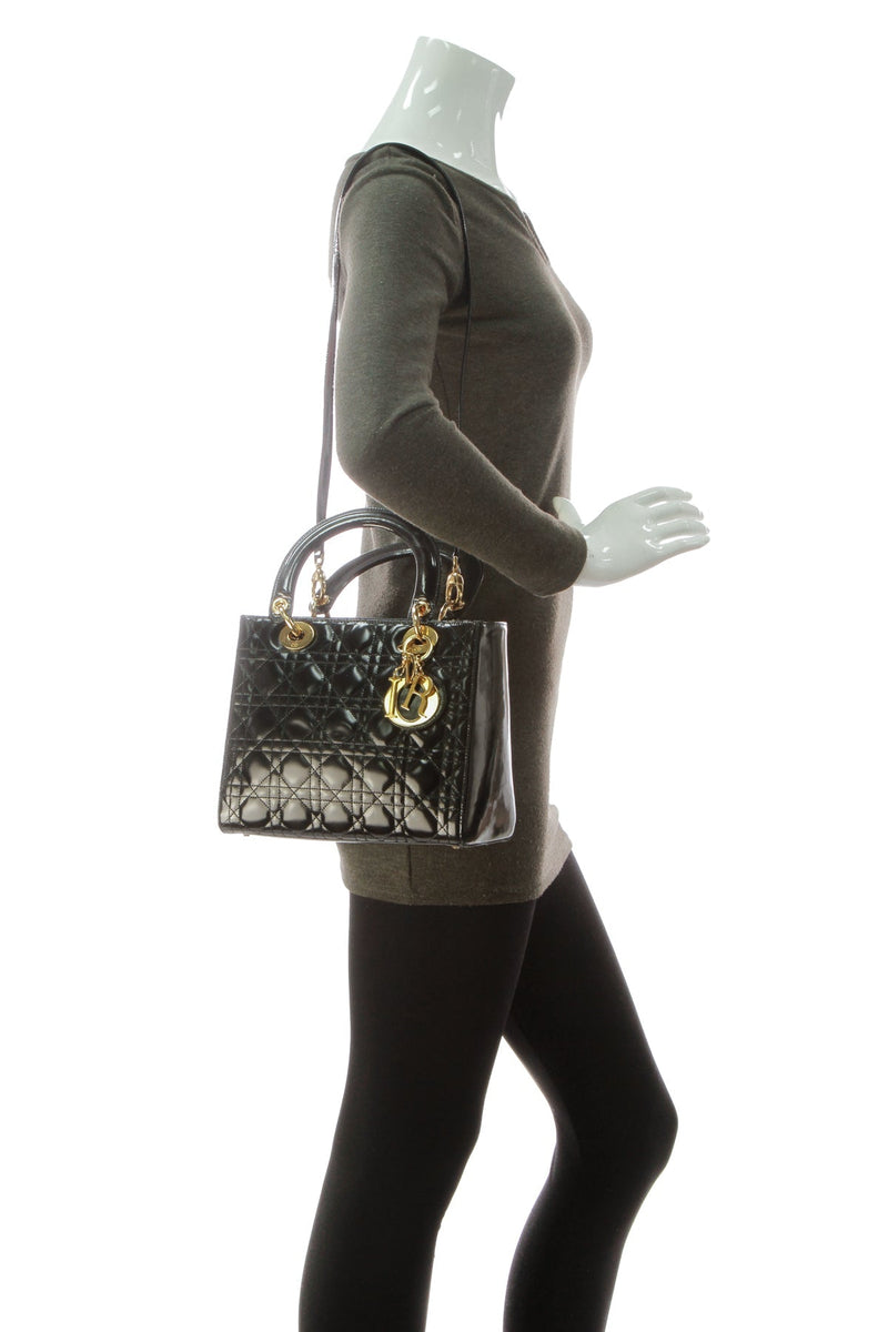 Vintage Medium Lady Dior Bag - Black