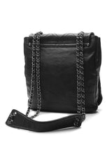 Diamond Stitch Large Messenger Bag - Black