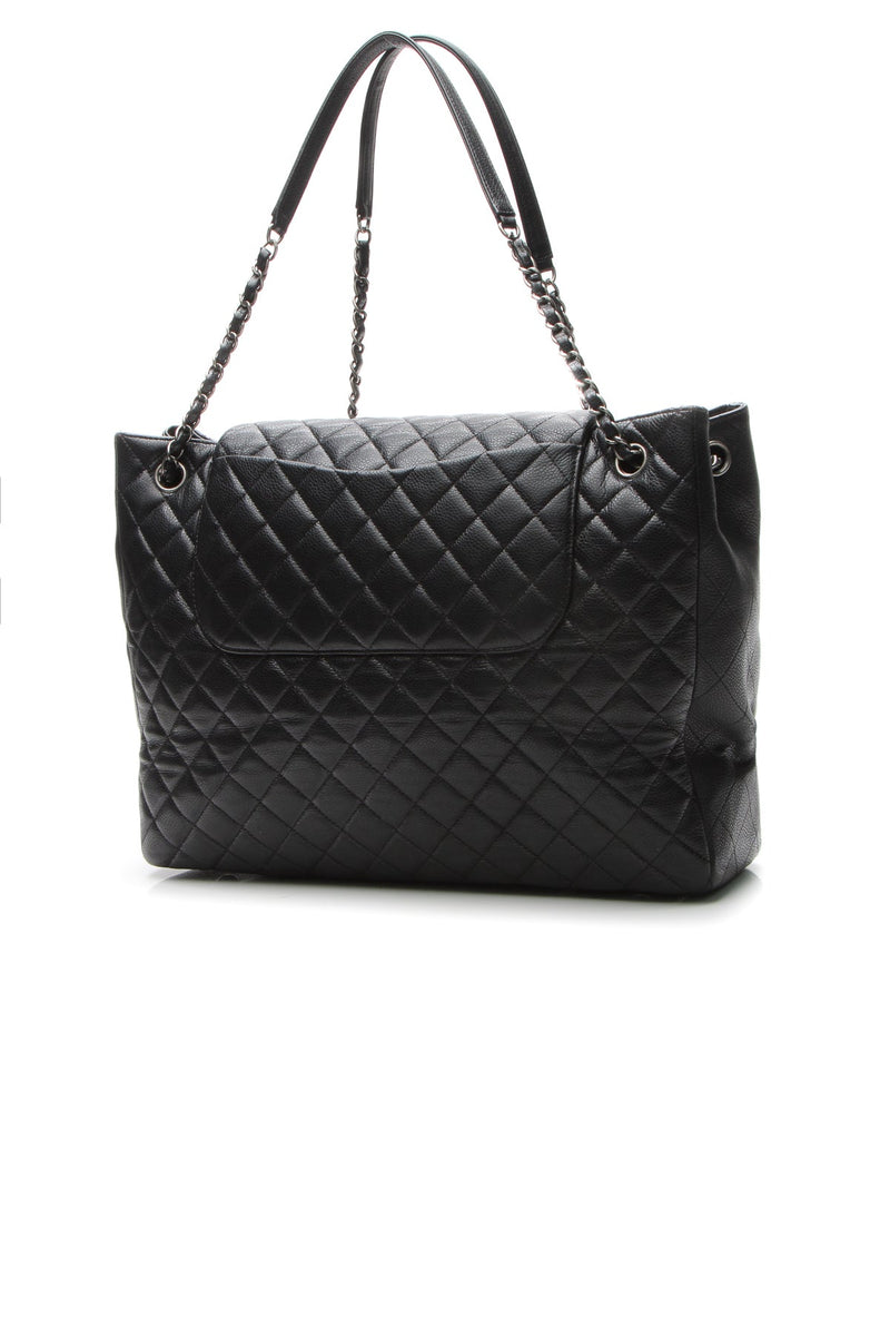 Paris-Edinburgh Flap Pocket Tote Bag - Black