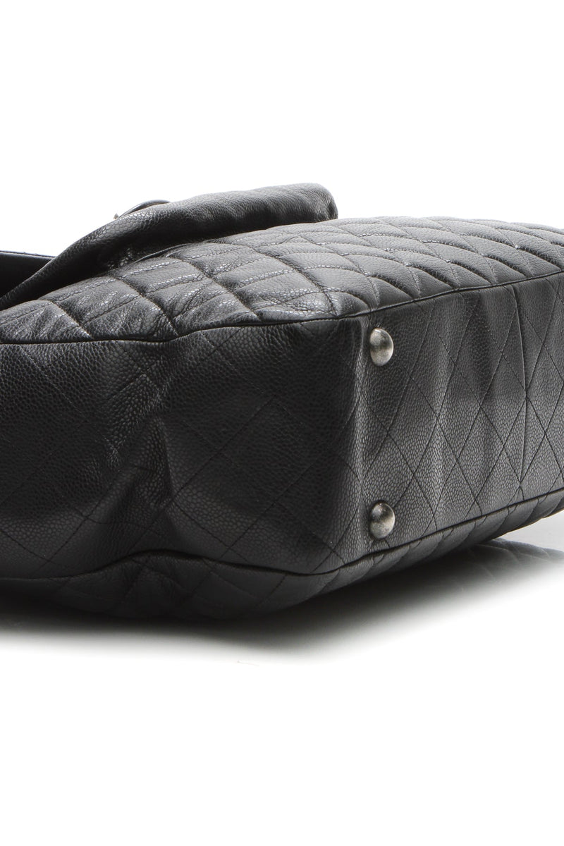 Paris-Edinburgh Flap Pocket Tote Bag - Black