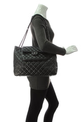 Paris-Edinburgh Flap Pocket Tote Bag - Black