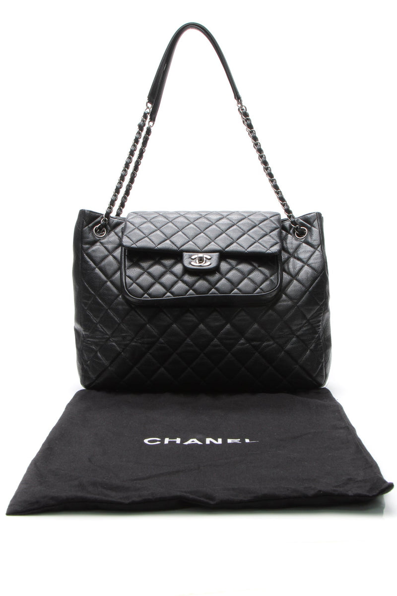 Paris-Edinburgh Flap Pocket Tote Bag - Black