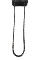 Crochet Small Flap Bag - Black