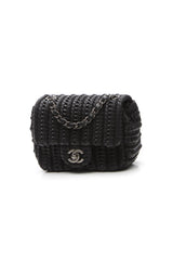 Crochet Small Flap Bag - Black