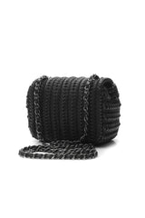Crochet Small Flap Bag - Black