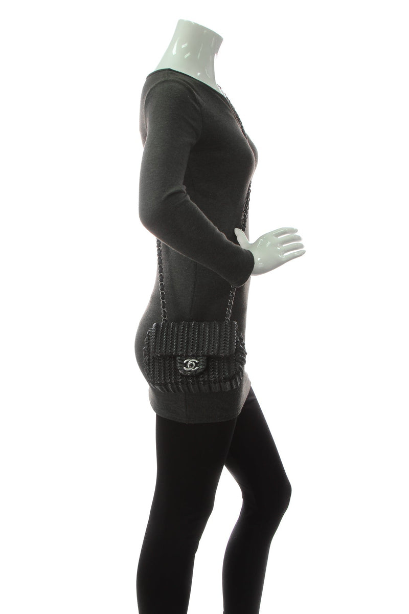 Crochet Small Flap Bag - Black