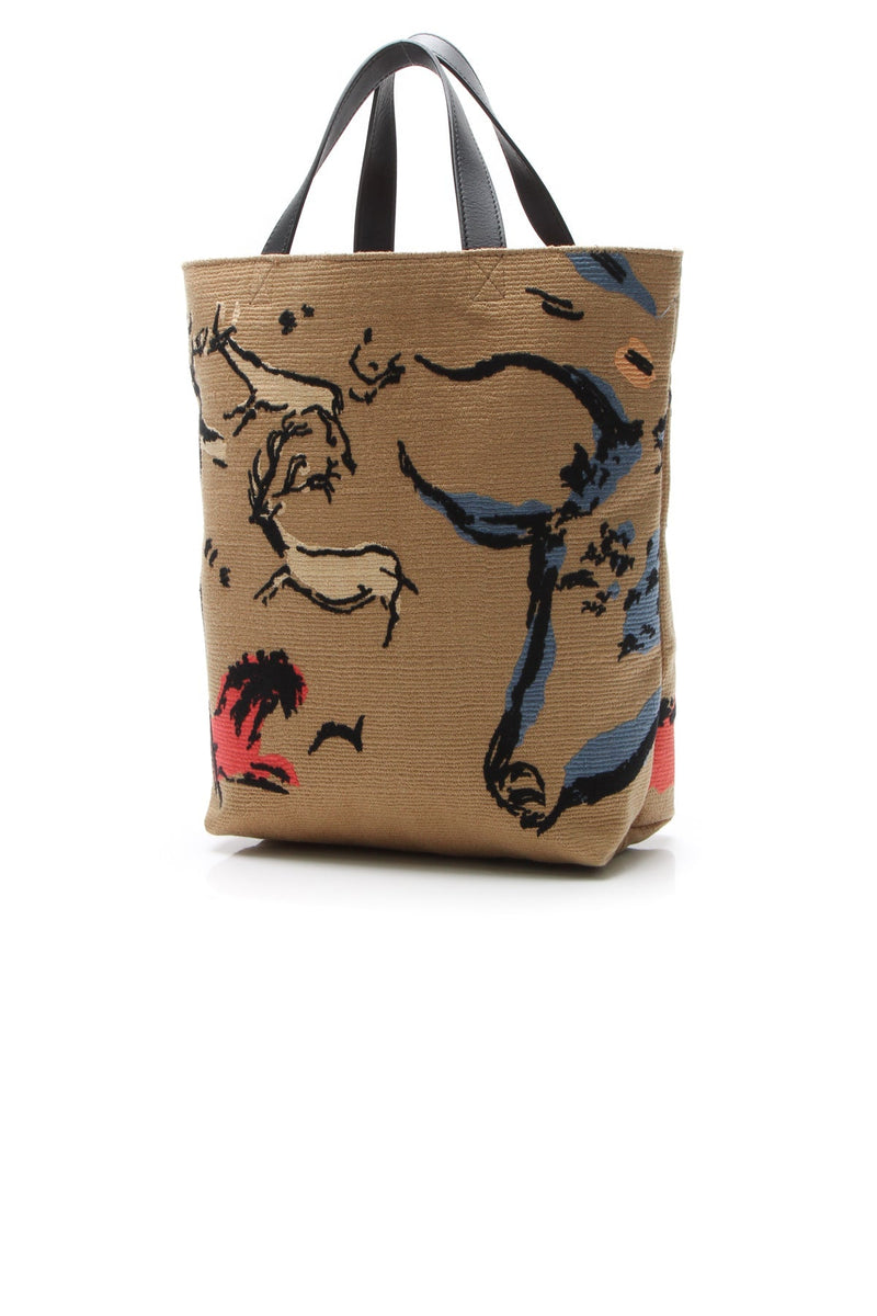 Embroidered Sauvage Tote Bag - Brown