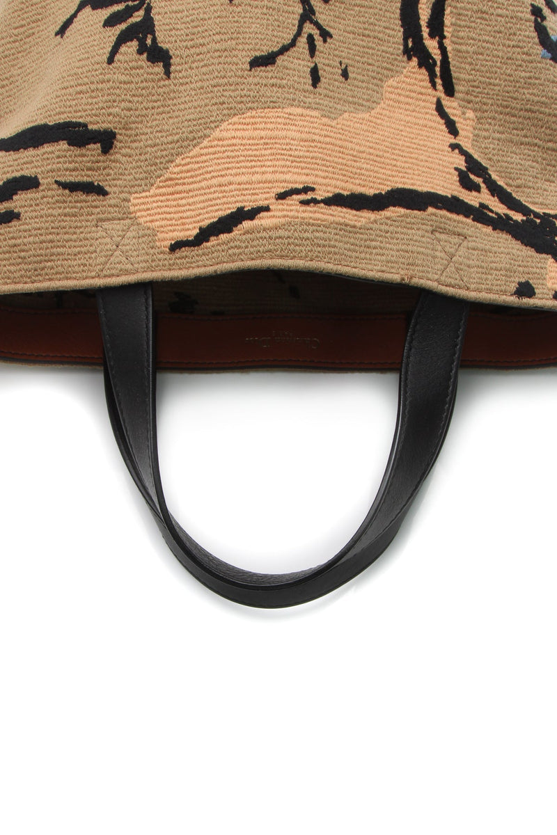 Embroidered Sauvage Tote Bag - Brown