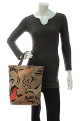 Embroidered Sauvage Tote Bag - Brown