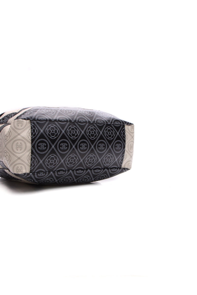 Camellia Medium Shopping Tote Bag - Black/Beige