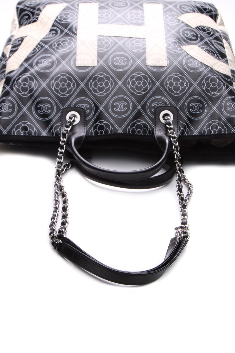 Camellia Medium Shopping Tote Bag - Black/Beige