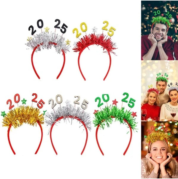 5PCS 2025 New Year Headband New Year's Eve Hat Star Hairbands
