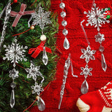 10pcs Christmas Tree Hanging Pendants Acrylic Ice Strip Snow Ceiling Xmas Ornaments New Year Christmas Decoration Home Decor