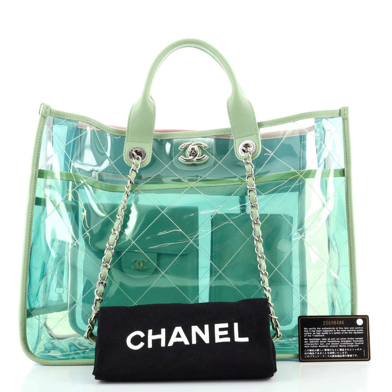 Coco Splash Shopping Tote Quilted PVC With Lambskin Medium