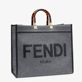 Fendi Large Gray Flannel Shopper