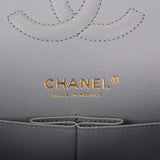 Chanel Shiny Grey Quilted Caviar Medium Classic Double Flap Bag Light Gold Hardware