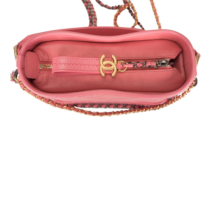 Chanel Gabrielle 20 Hobo Bag Pink Lambskin Mixed Metal Hardware