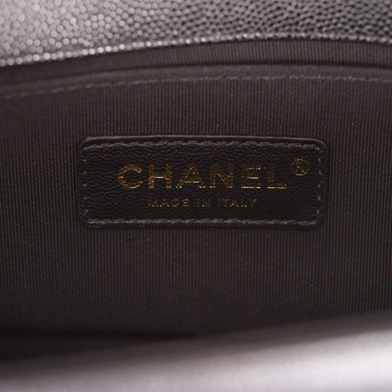 Chanel Small Boy Bag Black Caviar Antique Gold Hardware